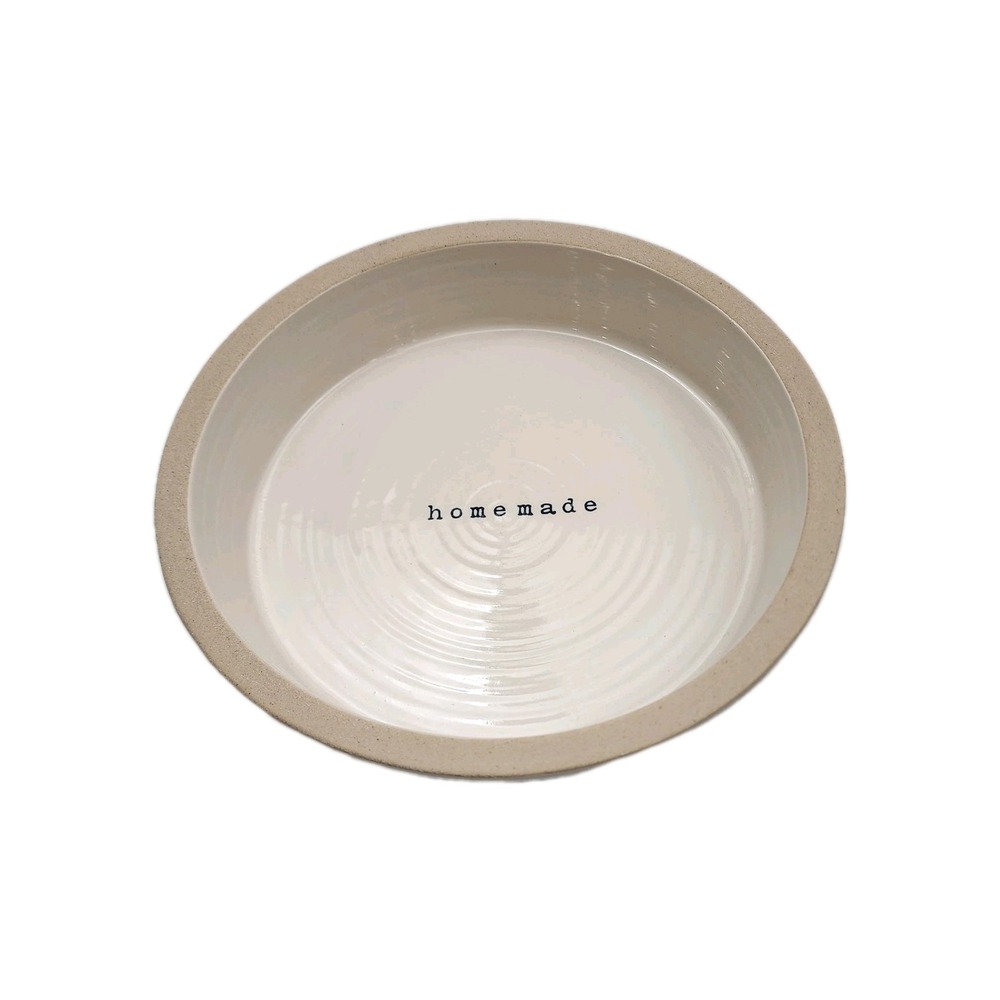 Mud Pie Stoneware Pie Plate "Homemade" Cream, 9" Inch Dish